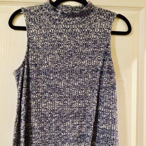 Stretchy blue turtle neck sweater tank